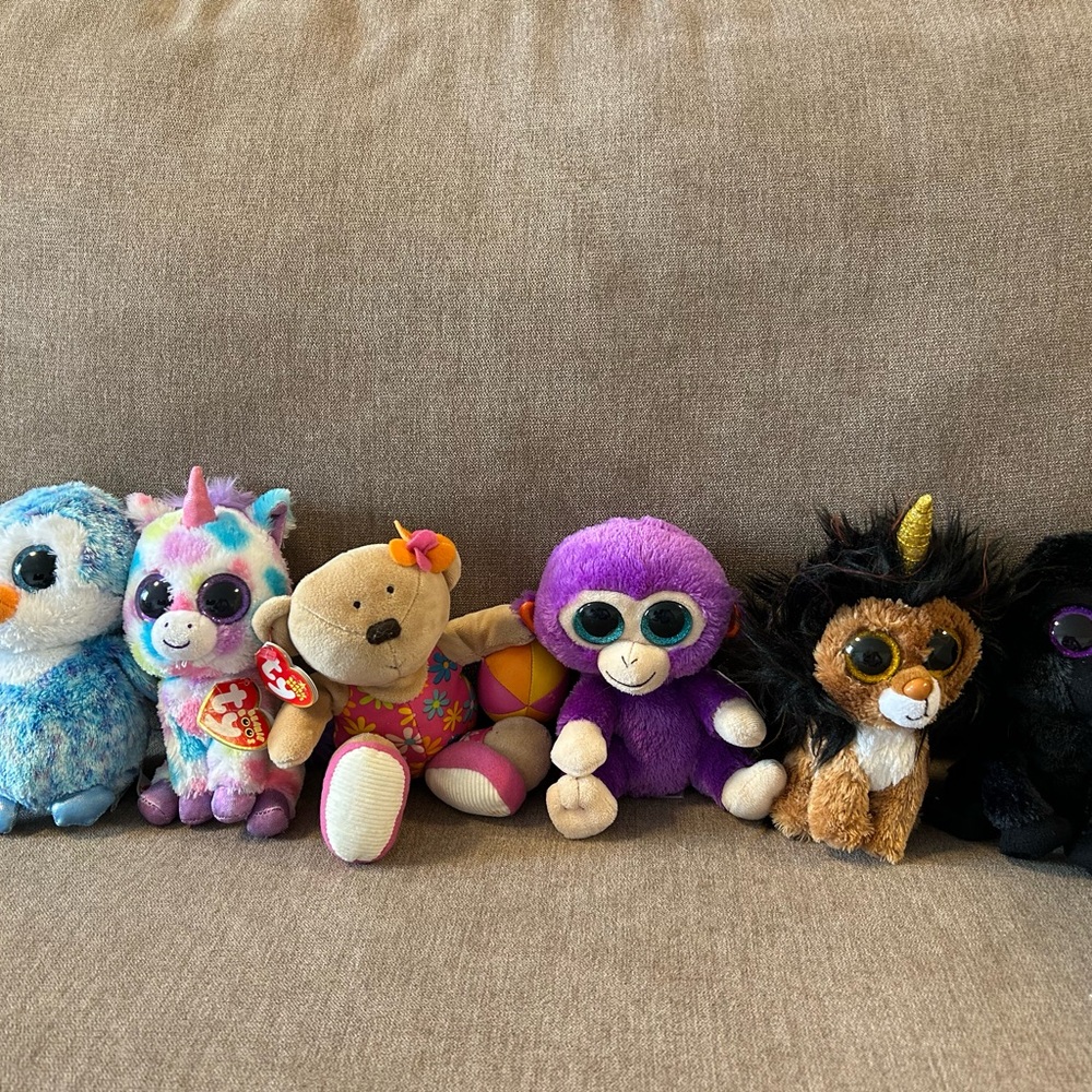 Ty Purple Monkey Beanie and friends